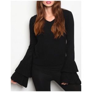 ❄️BLACK TIERED SLEEVES SWEATER